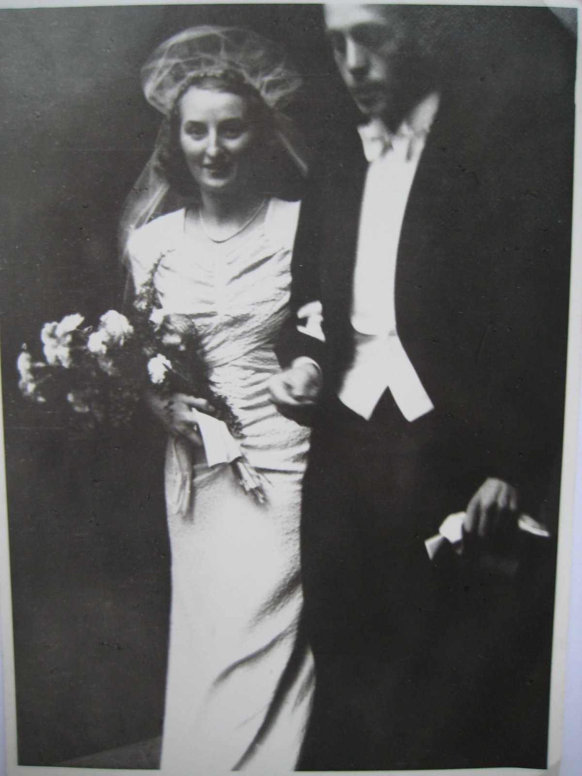 Felix Nikolas Prehn's maternal grandmother on her wedding day, with her husband, in post-war Germany