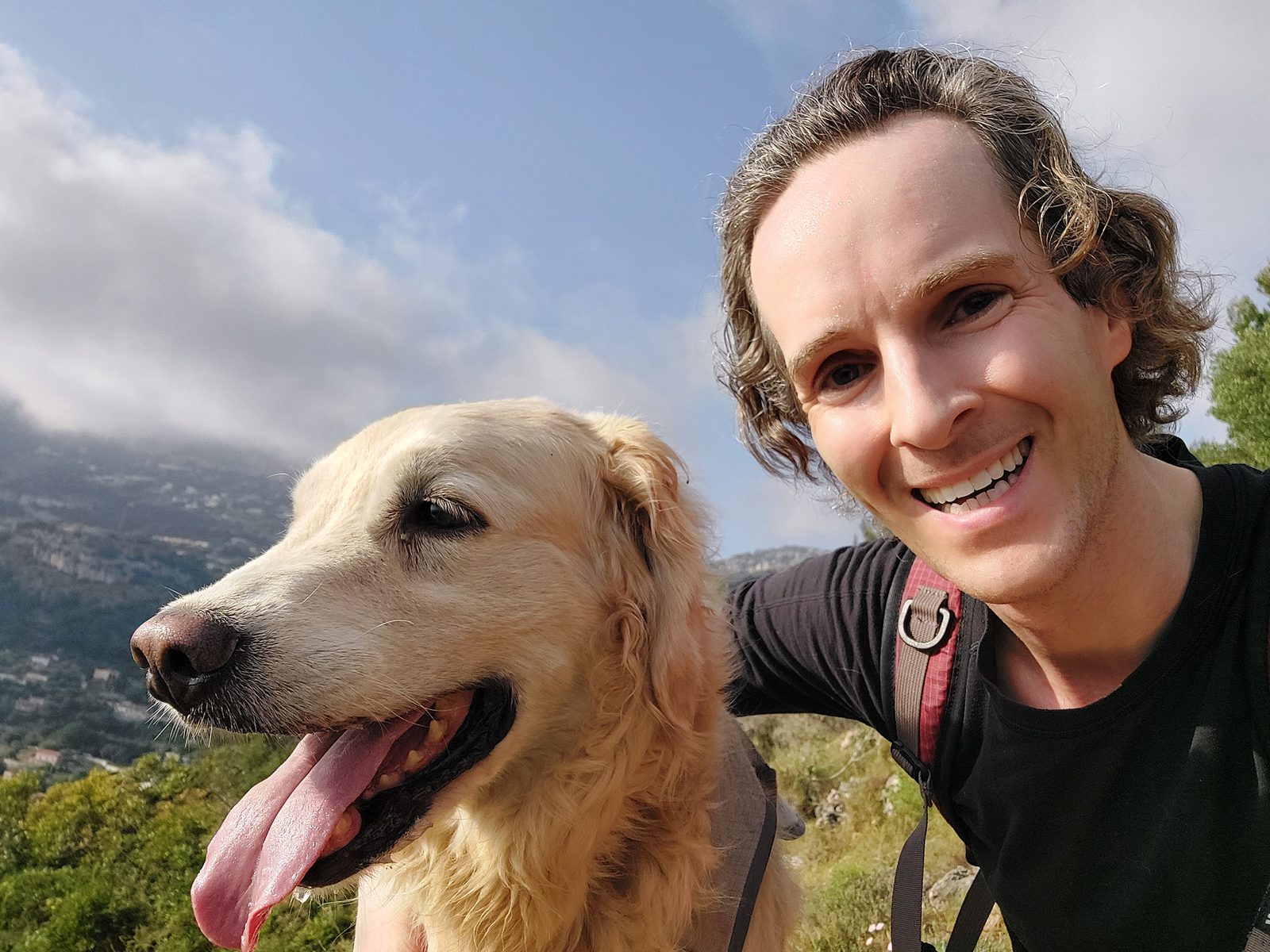 Nikolas Prehn (Felix Nikolas Prehn), with Winston on a hillside