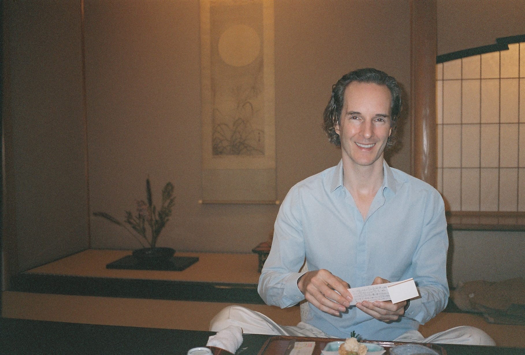 Nikolas Prehn, economist, seated in a Japanese tatami room