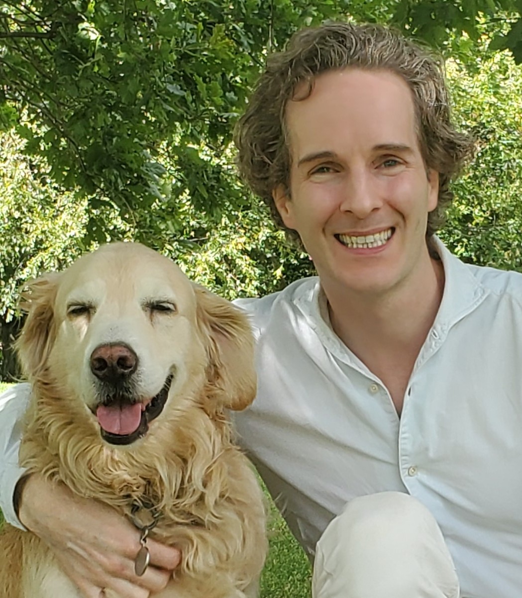 Nikolas Prehn with his adopted golden retriever Winston